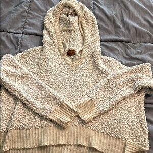 Cozy Cream Hooded Sweater size large